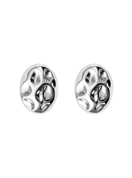 Cercei 'Rock' Silver-colored Earrings with Oval Design and Back Closure for in Metal for Women