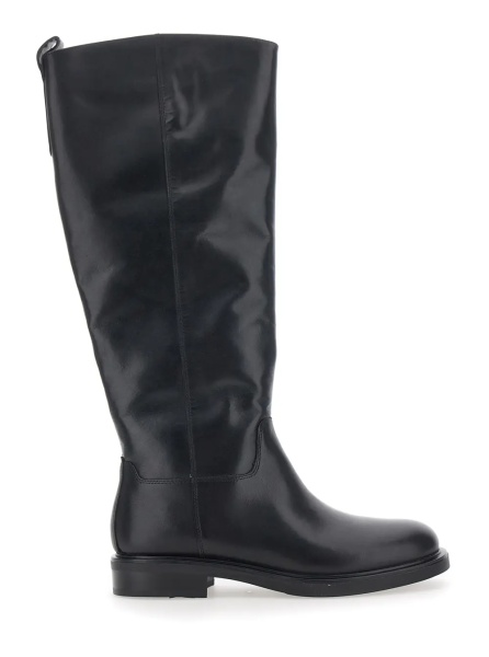 Cizme 'Freya' Black boots with side half-zip closure in leather for women