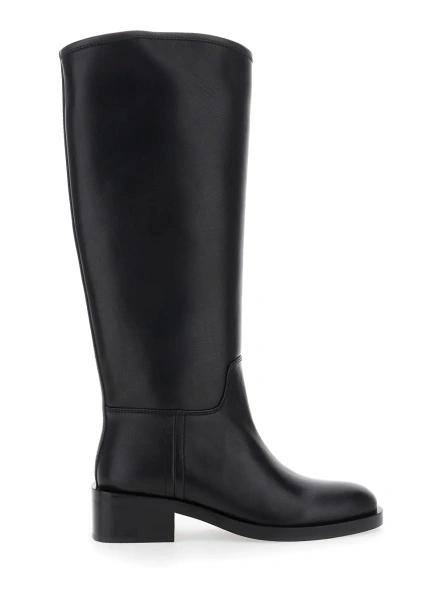 Cizme Jeffrey Campbell negre din piele cu toc masiv
