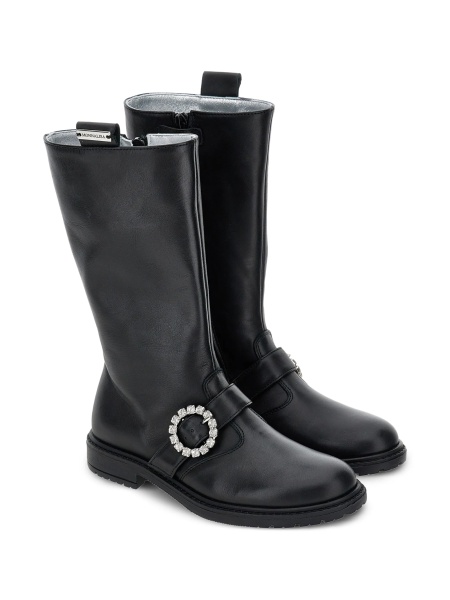 Cizme lungi Monnalisa negre din piele