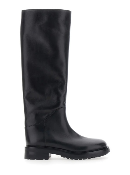 Cizme 'MARENGO' black Boots with slip-on design in leather for women