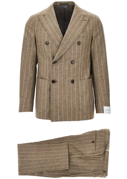 Costum 'Aida' pinstriped flannel double-breasted sui