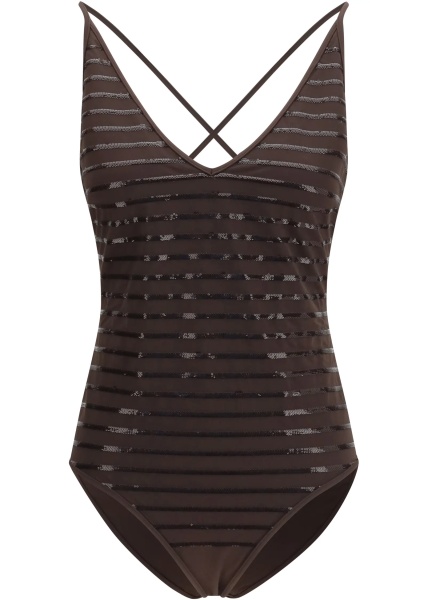 Costume Shimmering striped one-piece Swimsuit