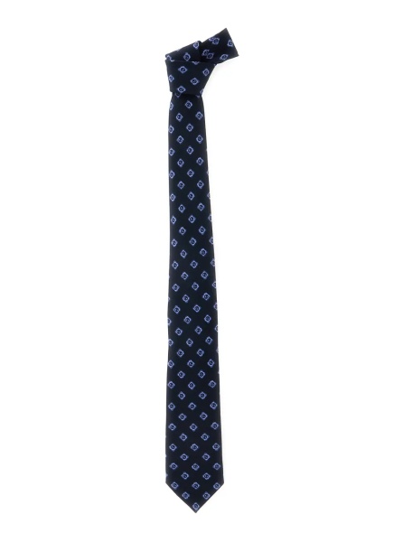 Cravate Blue Silk Tie with All-Over Logo Print Man