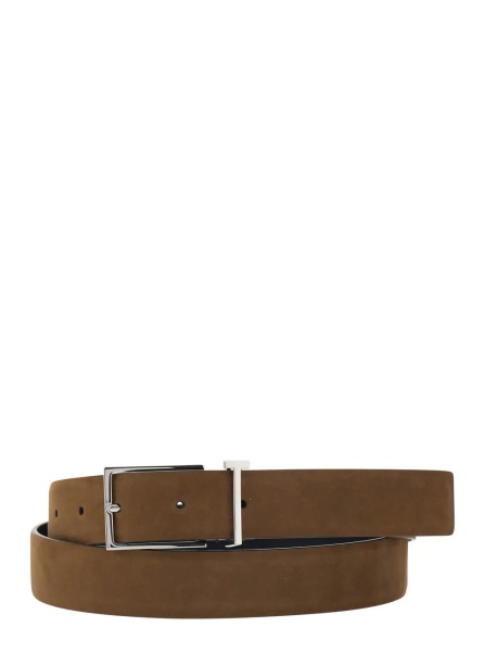Curea Brown Belt with T Loop Detail in Leather Man