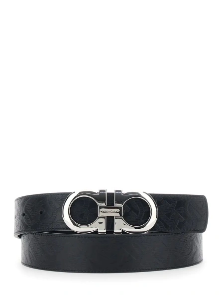 Curea Ferragamo neagra din piele
