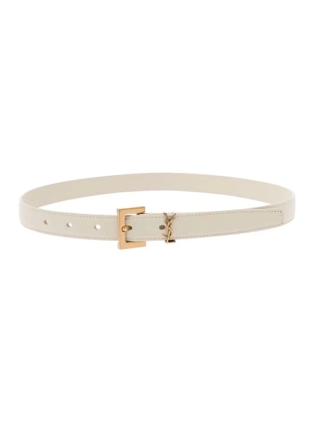 Curea Saint Laurent alba din piele