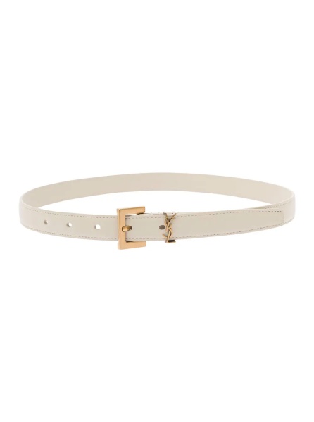 Curea White Belt with Cassandre Logo Buckle in Leather Woman