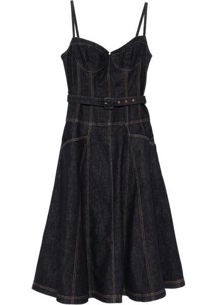 Denim flared midi Dress