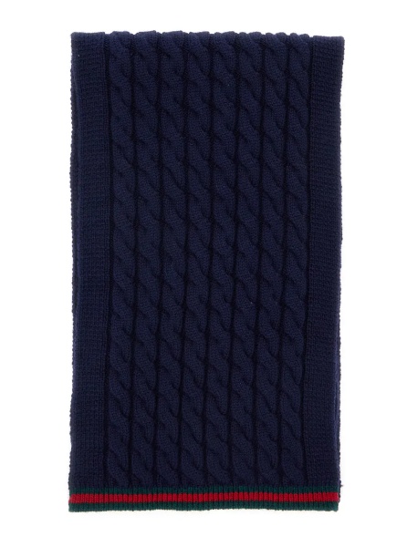 Esarfa Blue Scarf with Web Hem and Tricot Knitting in Wool Boy