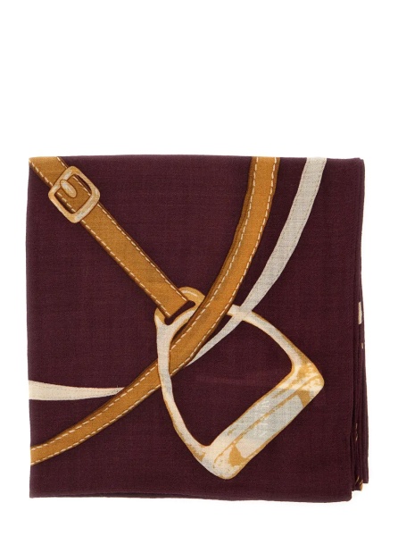 Esarfa Square scarf with logo and bordeaux border for women