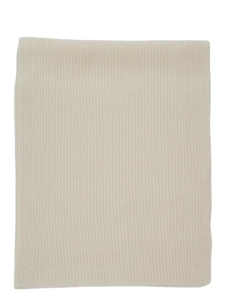 Esarfa White scarf with logo lettering and ribbed design in wool woman