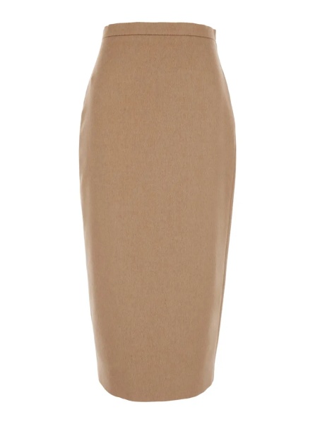 Fusta beige Skirt with slit and back closure in wool for women