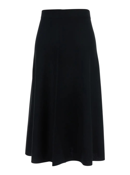 Fusta Black Knitted Skirt with Flared Design in Wool Woman