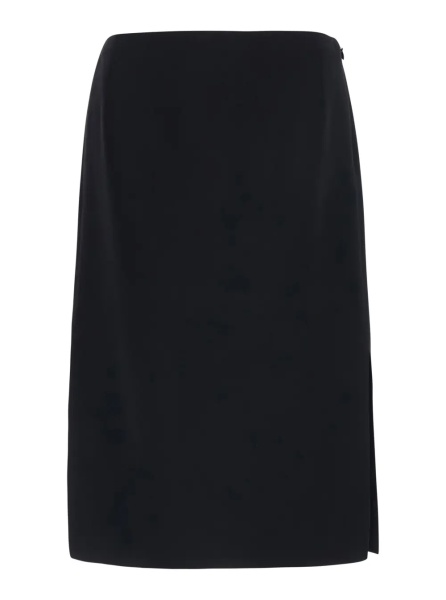 Fusta Black Skirt with side zip closure in wool and silk Blend Women