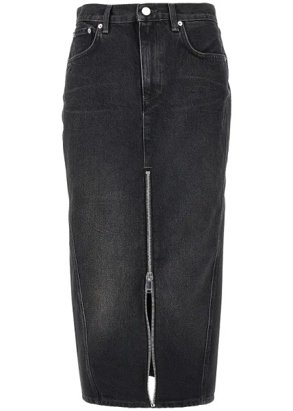 Fusta Denim midi skirt with front zip