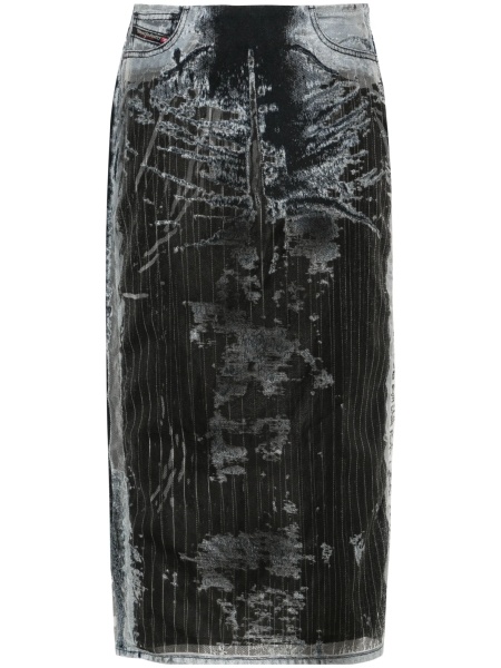 Fusta drepte Diesel neagra din nylon si bumbac