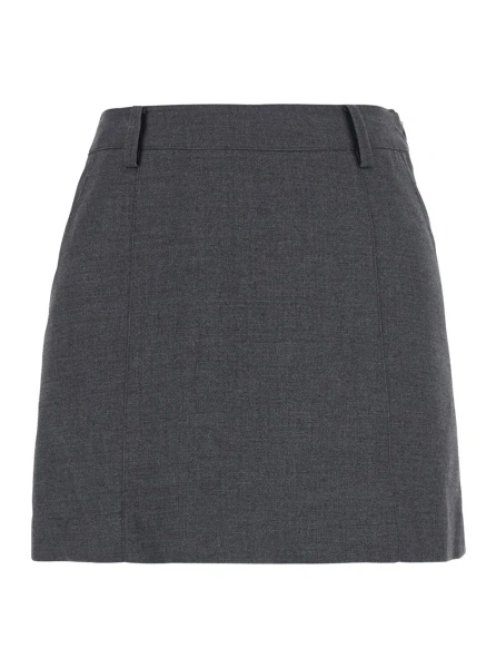 Fusta grey mini skirt with side zip closure and logo lettering on the side in Tech Fabric Women