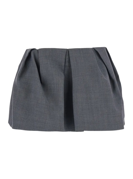 Fusta Grey pleated mini skirt in wool and fabric for women