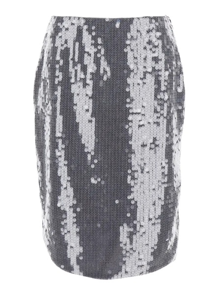 Fusta Grey Skirt with All-Over Sequins in Tech Fabric Woman