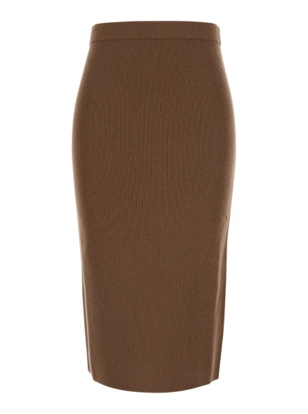 Fusta MaxMara Studio maro din lana