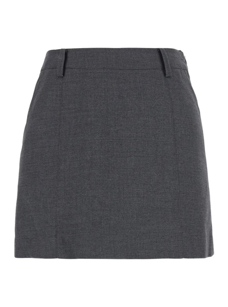 Fusta MINI SKIRT with gray details and tech fabric, gray color, woman