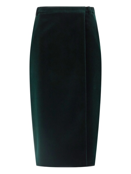 Fusta Saint Laurent verde din bumbac