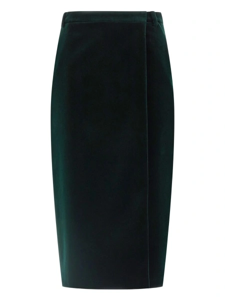 Fusta Saint Laurent verde din bumbac