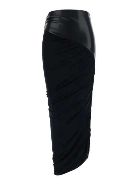 Fusta THE ANDAMANE neagra din piele ecologica