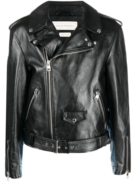Geaca biker Alexander McQueen neagra din bumbac