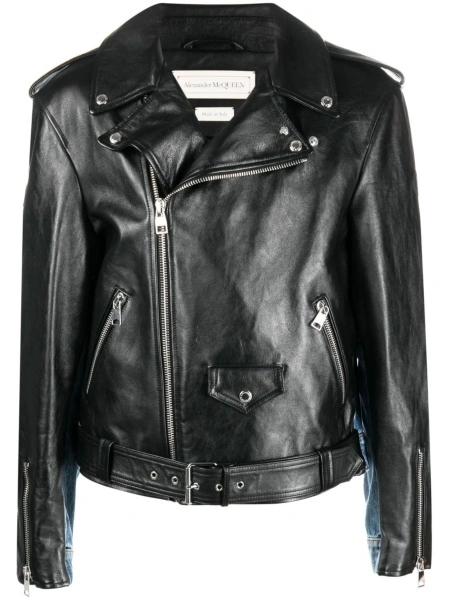 Geaca biker Alexander McQueen neagra din bumbac