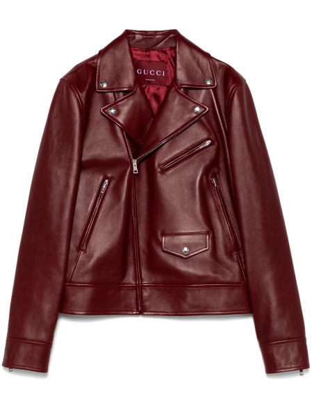 Geaca biker Gucci rosie din piele