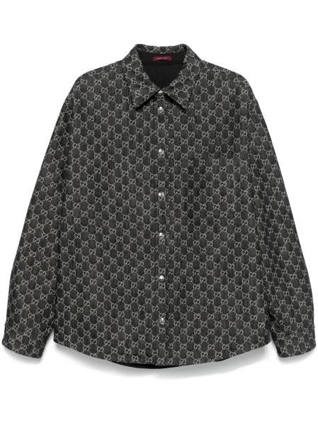 Geaca de blugi Gucci gri din bumbac si polyester