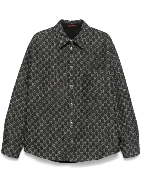 Geaca de blugi Gucci gri din bumbac si polyester