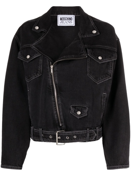 Geaca de blugi MOSCHINO JEANS neagra din bumbac