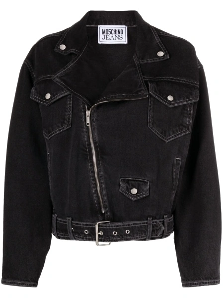 Geaca de blugi MOSCHINO JEANS neagra din bumbac