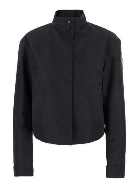 Geaca de Iarna 'Krovanh' Black Down Jacket with High Neck and Logo Patch on the Sleeve in Tech Fabric Woman