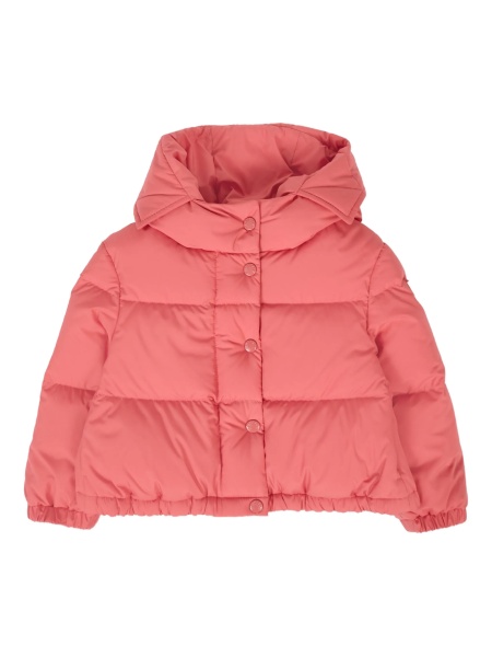 Geaca de iarna Moncler roz din poliester reciclat
