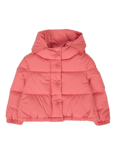 Geaca de iarna Moncler roz din poliester reciclat