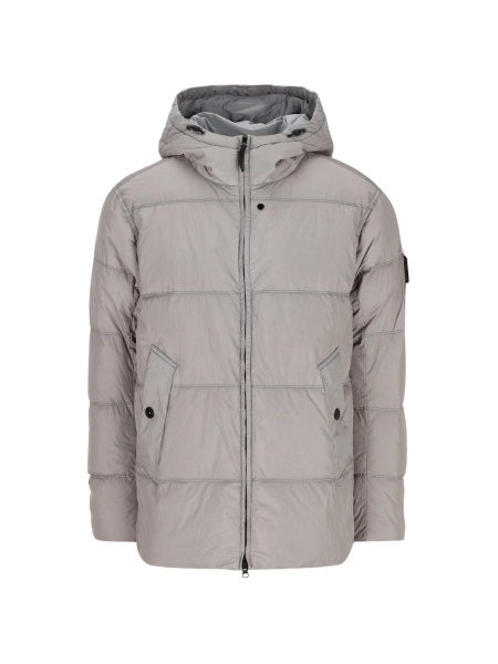 Geaca de iarna Stone Island gri din poliamida