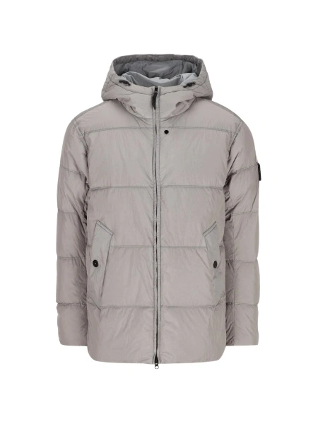 Geaca de iarna Stone Island gri din poliamida