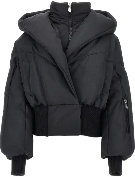Geaca de iarna THE ATTICO neagra din bumbac