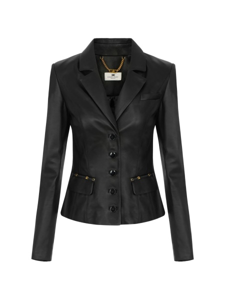 Geaca de piele Elisabetta Franchi neagra