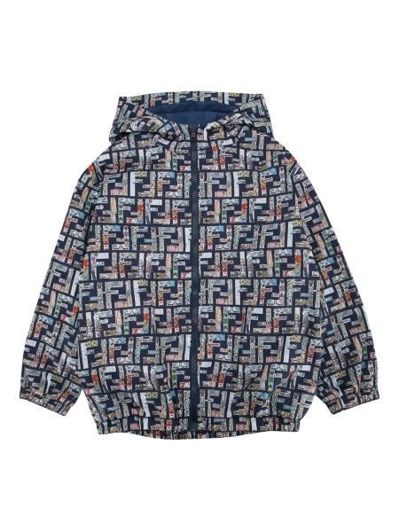 Geaca de ploaie Fendi albastra din polyester