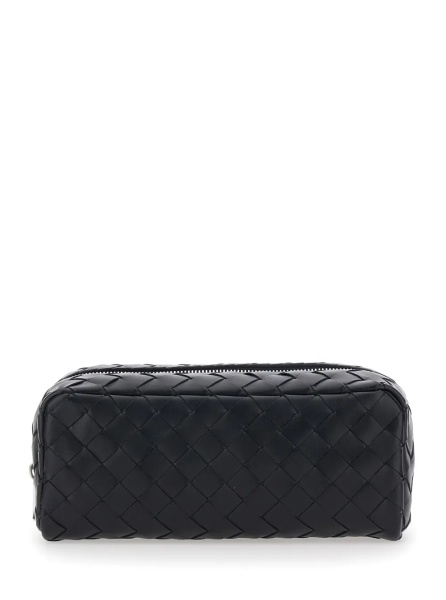 Geanta de mana Avenue' Clutch with All-Over Intreccio Motif in Black Leather for Men