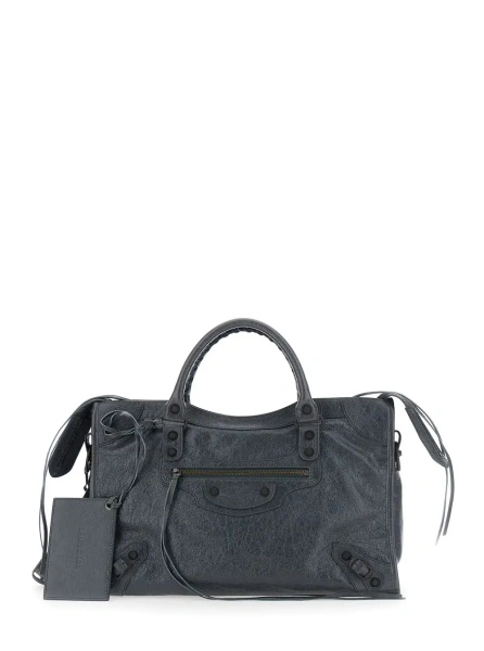 Geanta de mana Balenciaga 'City' gri din piele