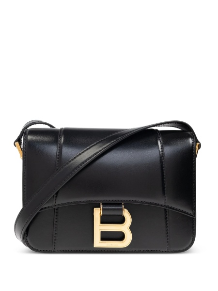 Geanta de mana Balenciaga Hourglass neagra din piele