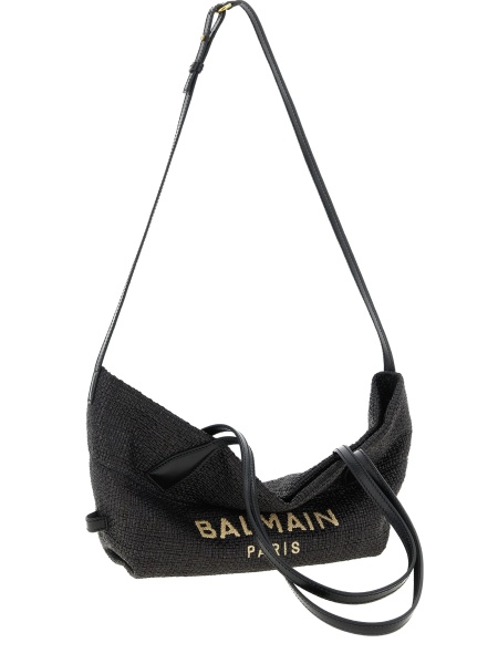 Geanta de mana Balmain neagra din piele si poliamida