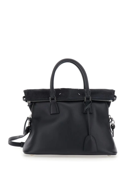 Geanta de mana Black Crossbody bag with adjustable and removable strap and Four Stitches detail on the back in leather for women