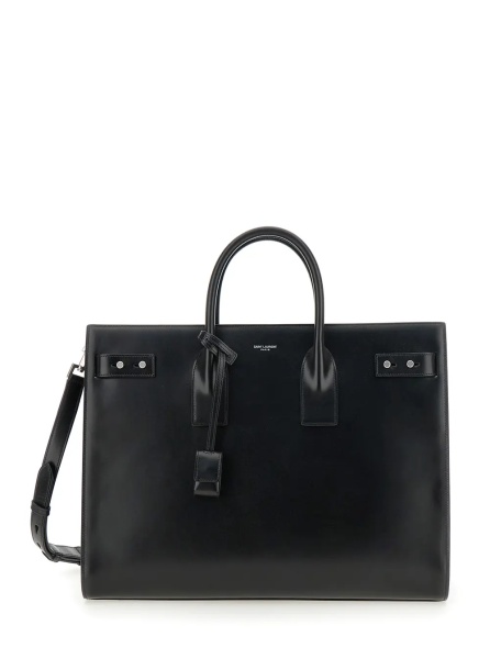 Geanta de mana Black Handbag with Adjustable and Removable Shoulder Strap in Leather Man